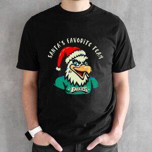 Philadelphia Eagles Santa Favorite Team Christmas Graphic T-Shirt NFL Tee 05